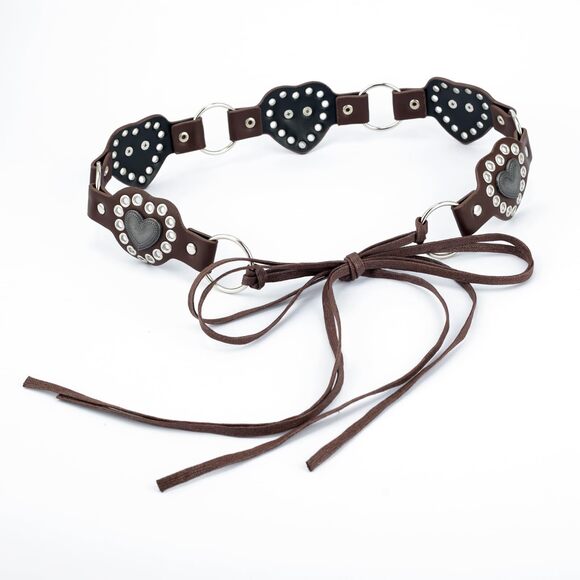 4134 Women\'s Tassel Knotted Belt Pu Bohemian Style Rivet